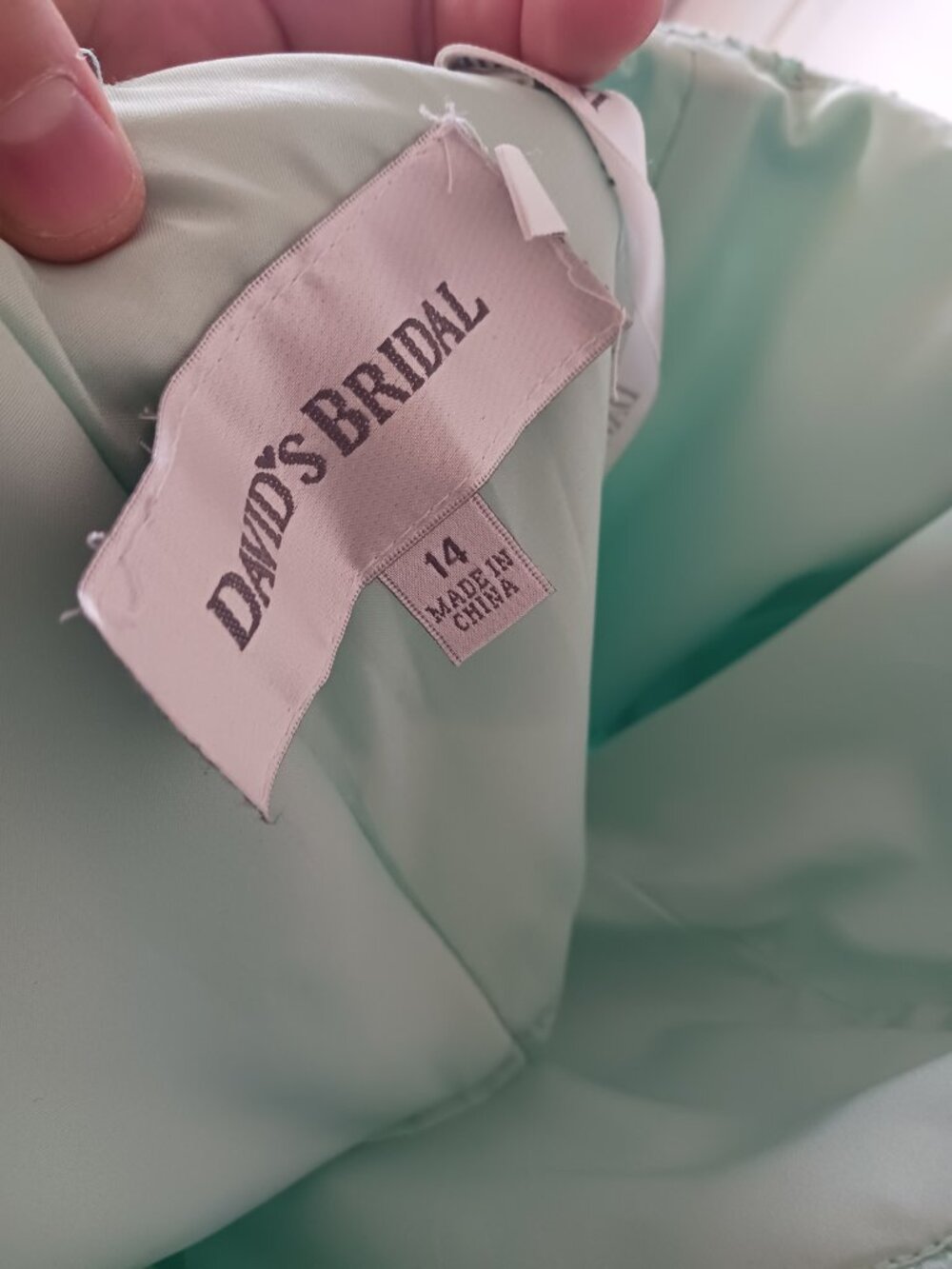 David's Bridal Mint Seafoam Lace Strapless Dress - Picture 4 of 5